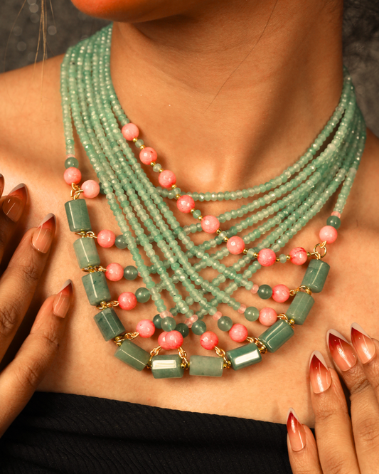 Designer Mint Green Beads  choker Necklace