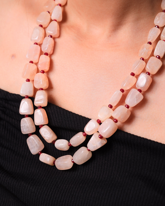 Pink Tumble Beads 2-Layer Necklace