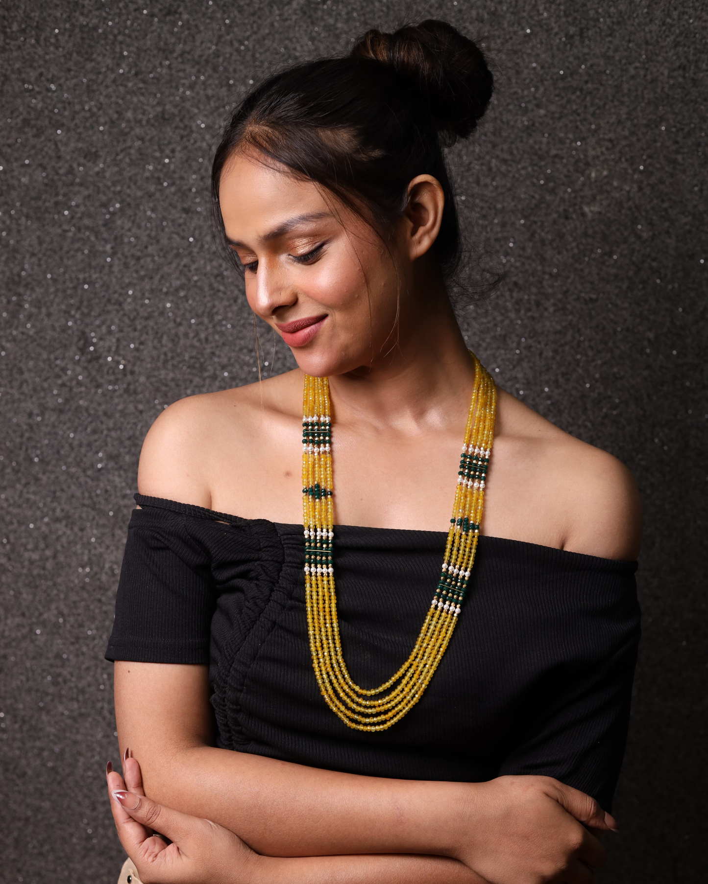 Yellow with green onyx necklace