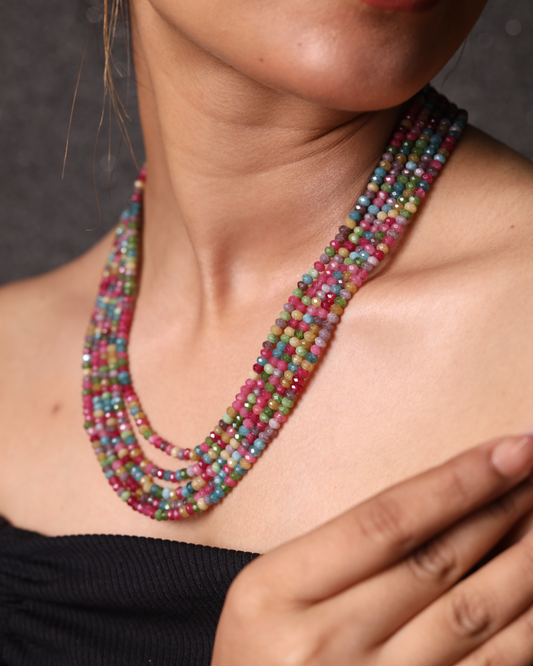 Multicolor onyx Five layer necklace