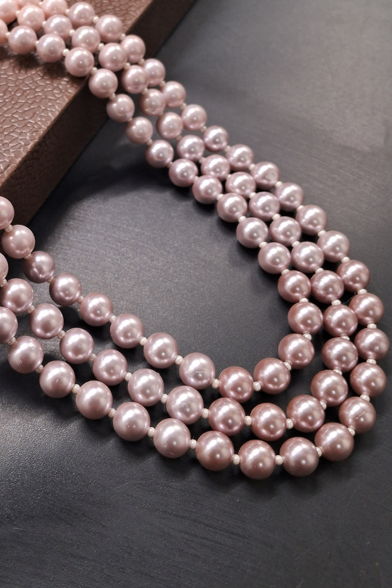 Blush Multi-Layer Shell Pearl Necklace for Festive Wear | Handcrafted Natural Jewelry