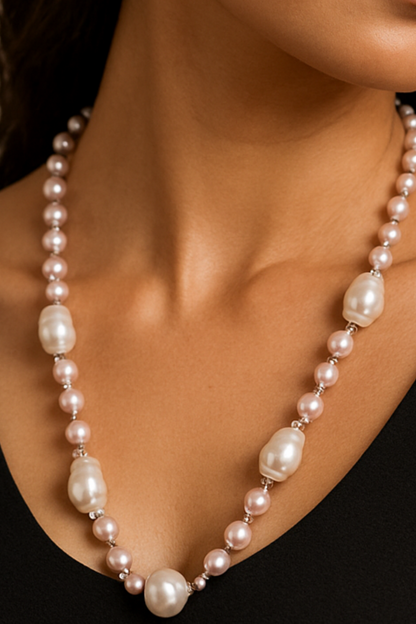 Elegant Buraq Pearl & 8mm Pearl Strings Necklace