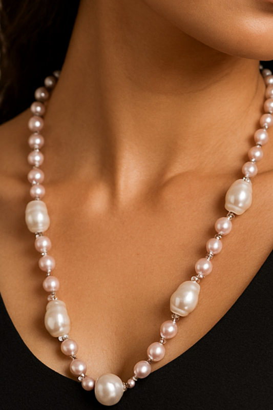 Elegant Buraq Pearl & 8mm Pearl Strings Necklace