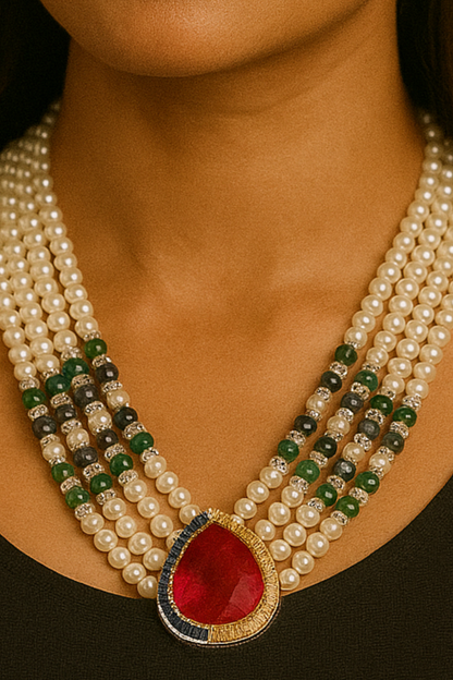 Timeless Elegance: 4mm Pearls with Diamond-Cut Strings Necklace