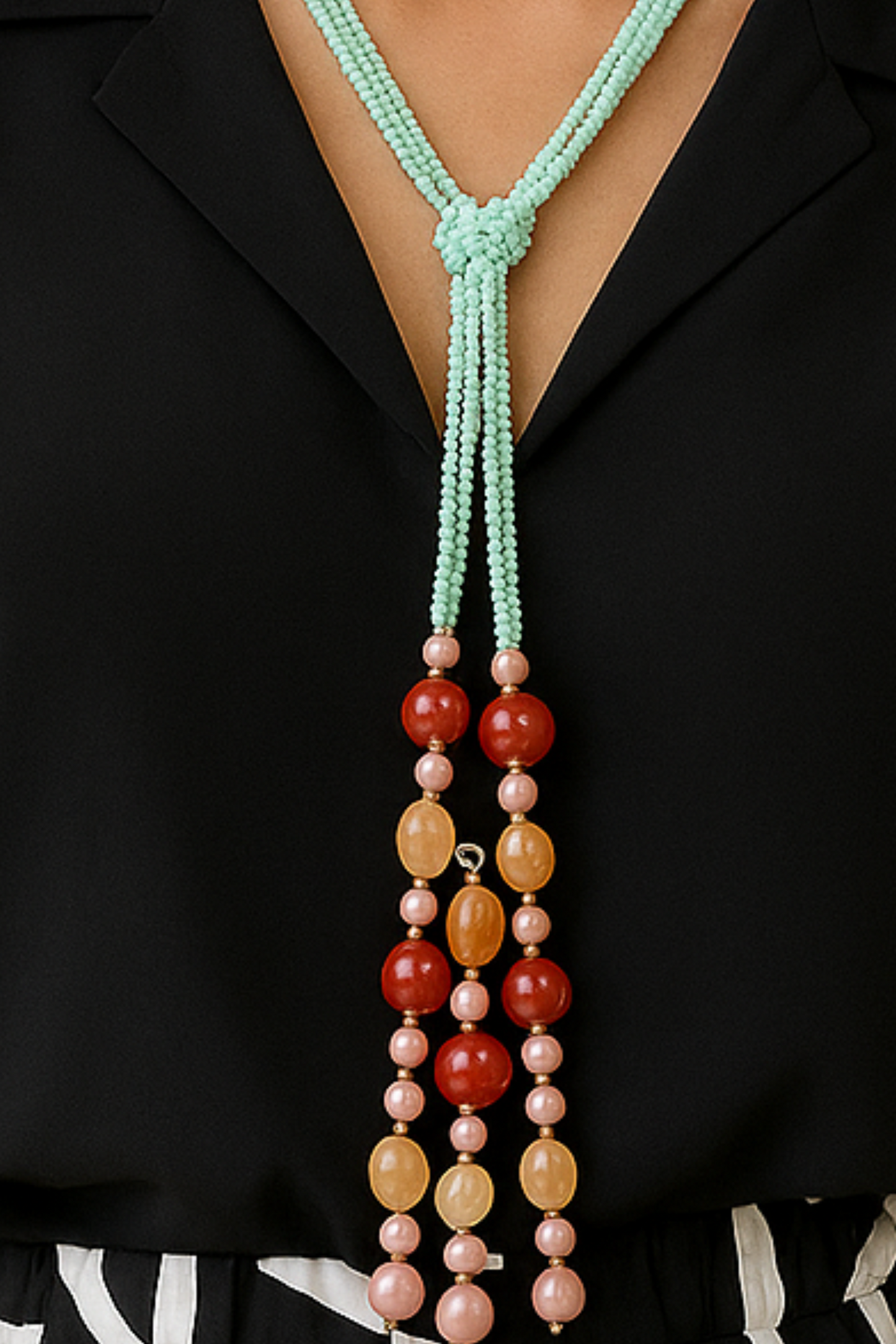 Elegant Natural Green Onyx Bunch Strings Necklace