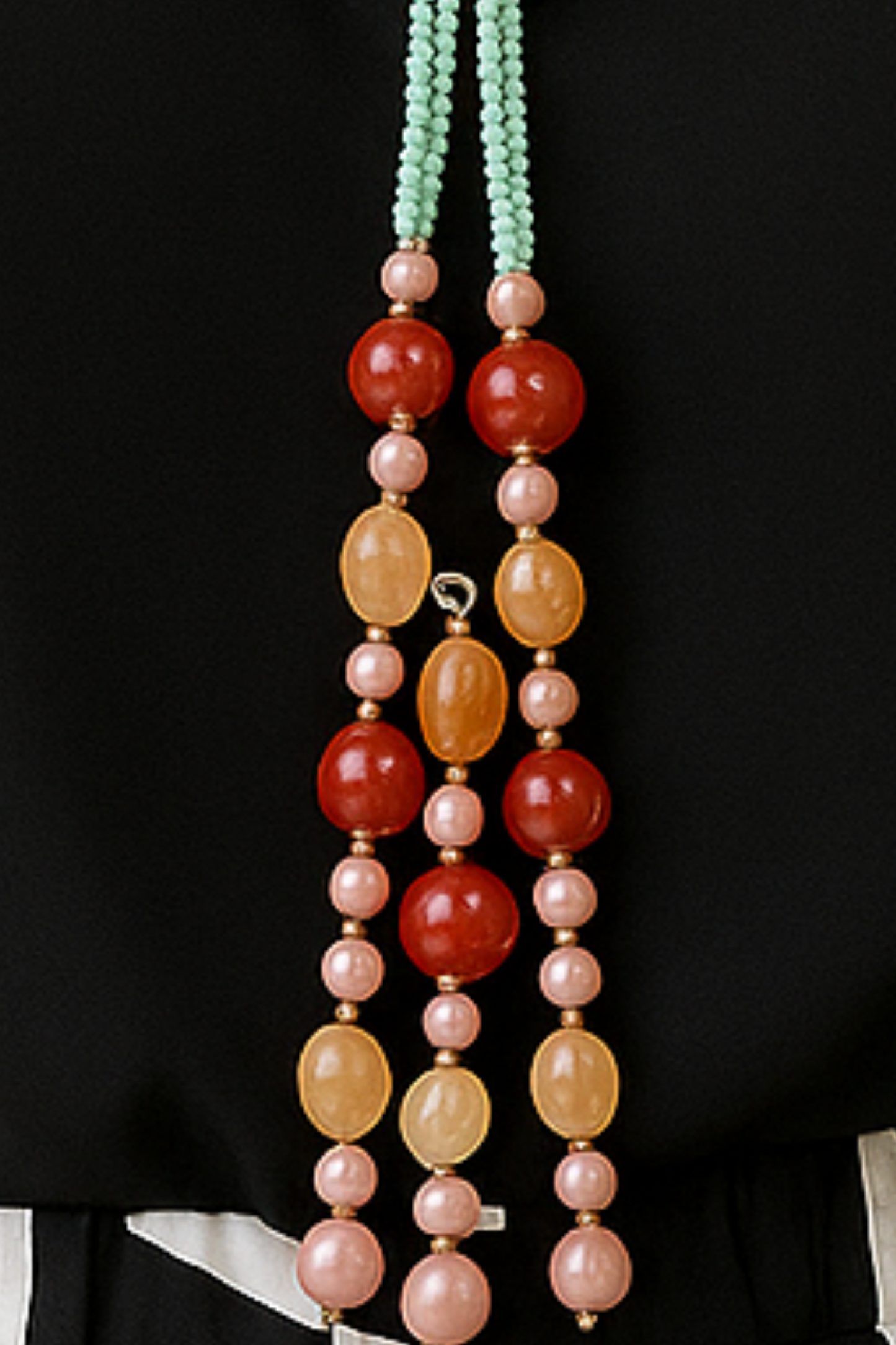 Elegant Natural Green Onyx Bunch Strings Necklace