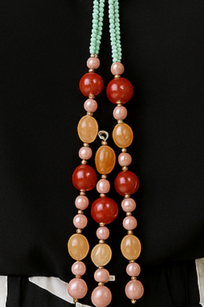 Elegant Natural Green Onyx Bunch Strings Necklace