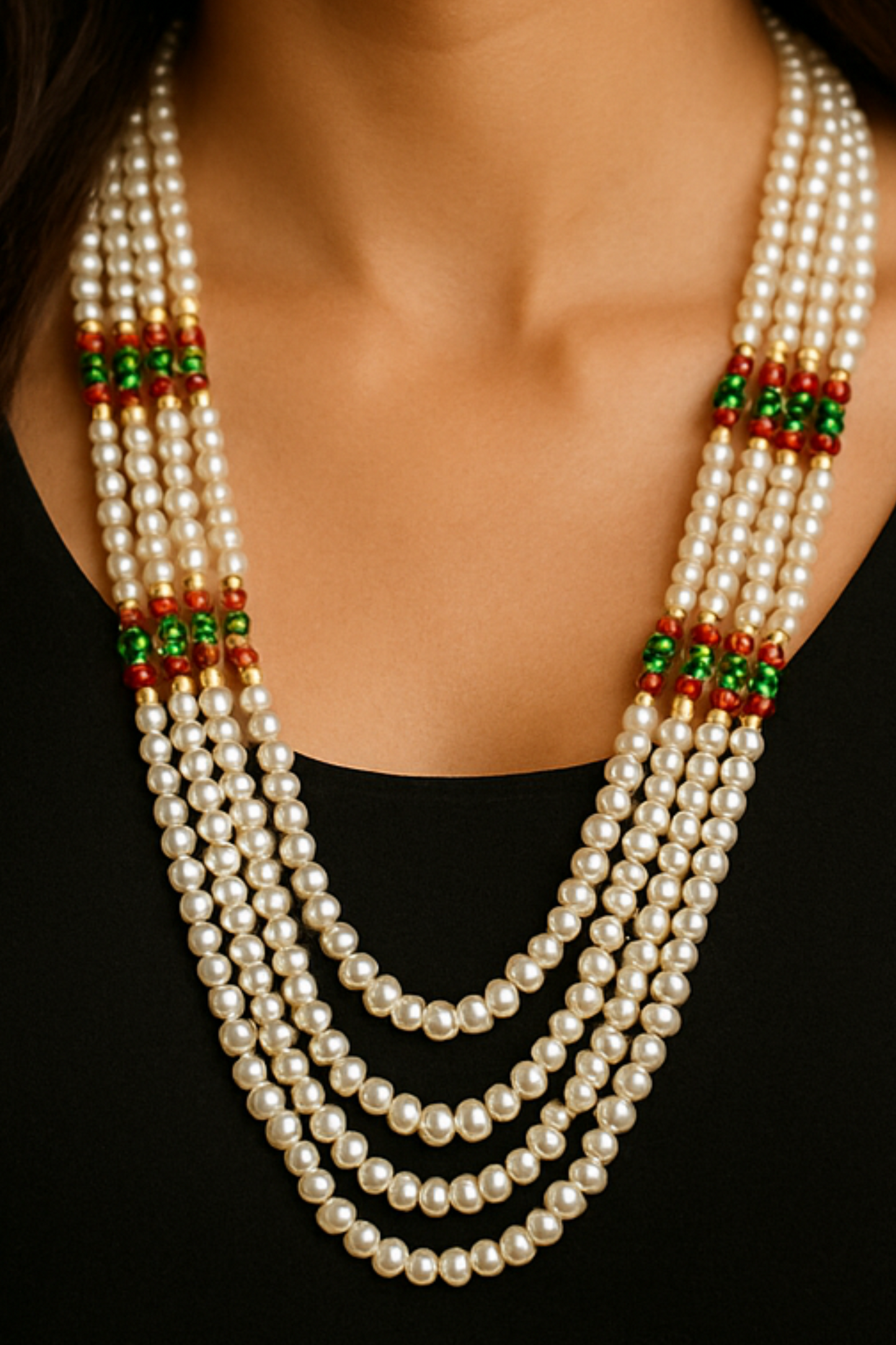 Elegant cultured pearl strings necklace