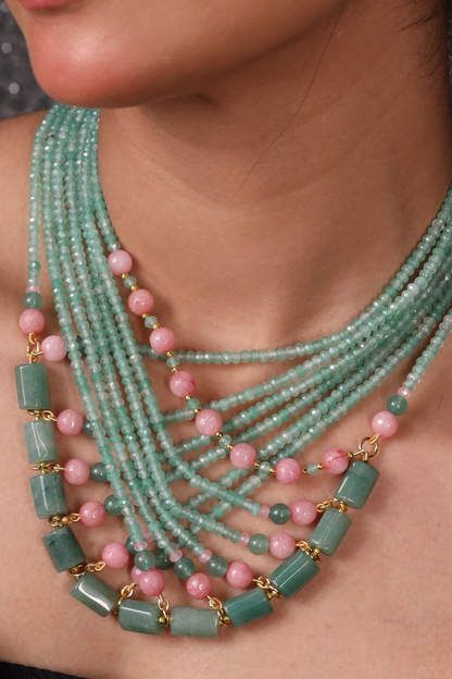 Designer Mint Green Beads  choker Necklace