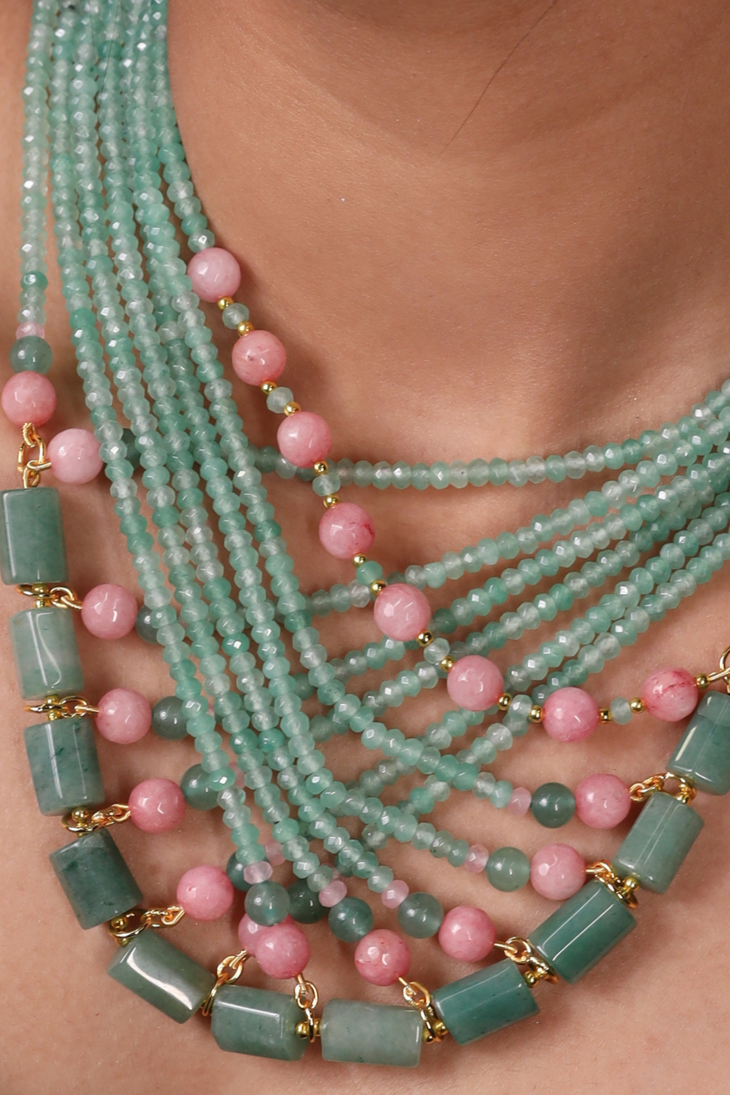 Designer Mint Green Beads  choker Necklace