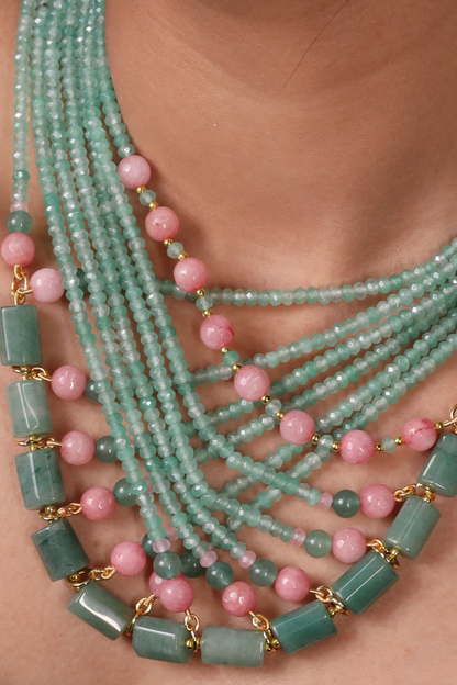 Designer Mint Green Beads  choker Necklace