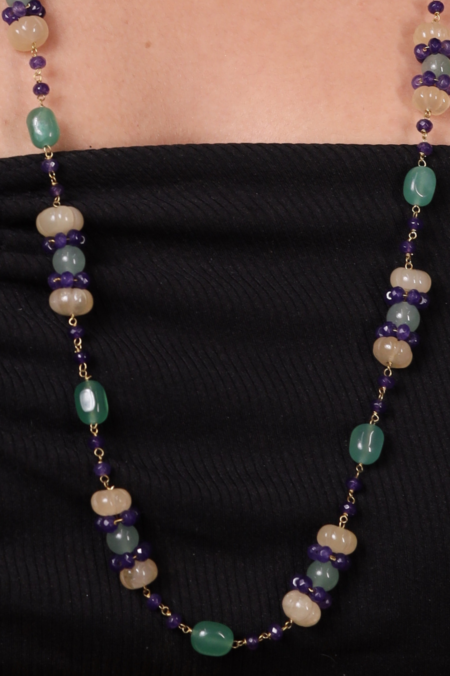 Green Aventurine & Onyx Beads Necklace