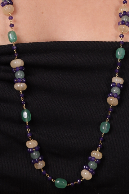 Green Aventurine & Onyx Beads Necklace