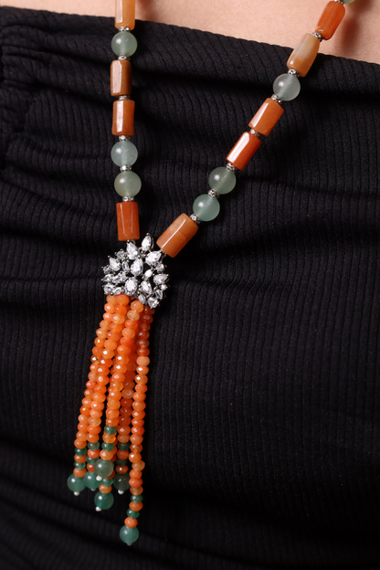 Red & Green Aventurine with bunch style locket  Necklace