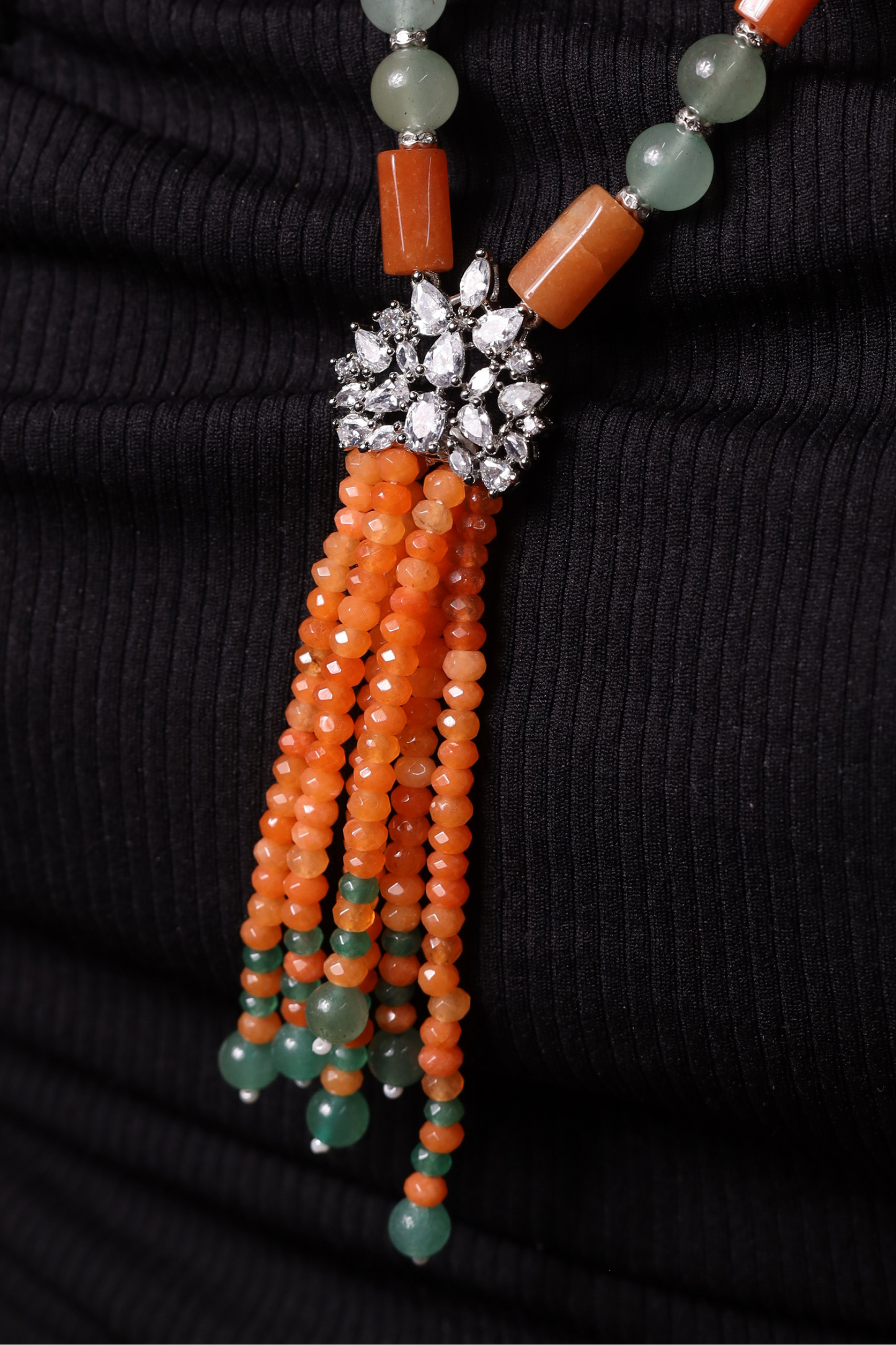 Red & Green Aventurine with bunch style locket  Necklace