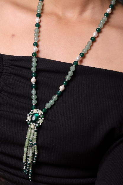 Green Prehnite with Pendant String Necklace