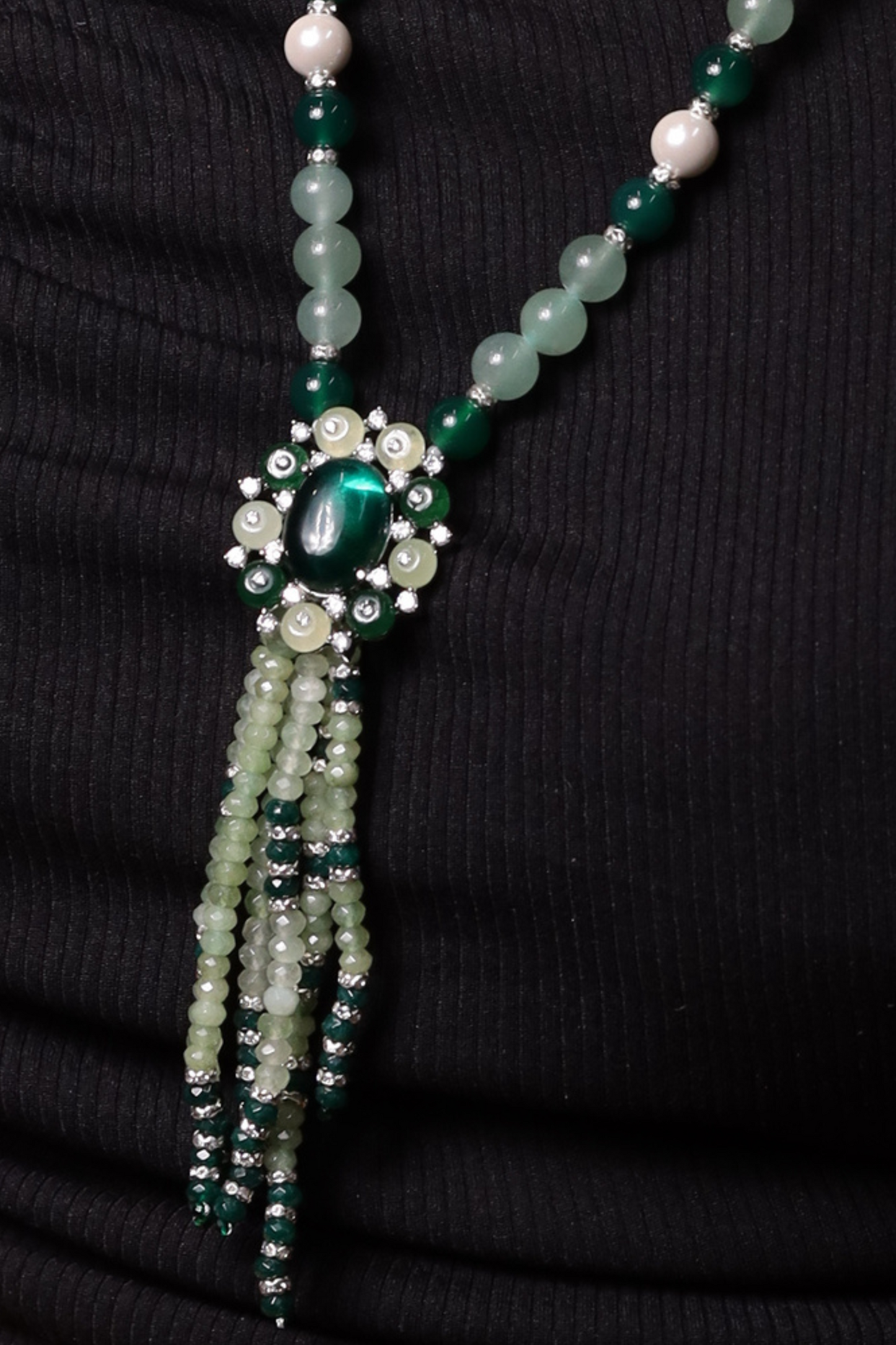 Green Prehnite with Pendant String Necklace