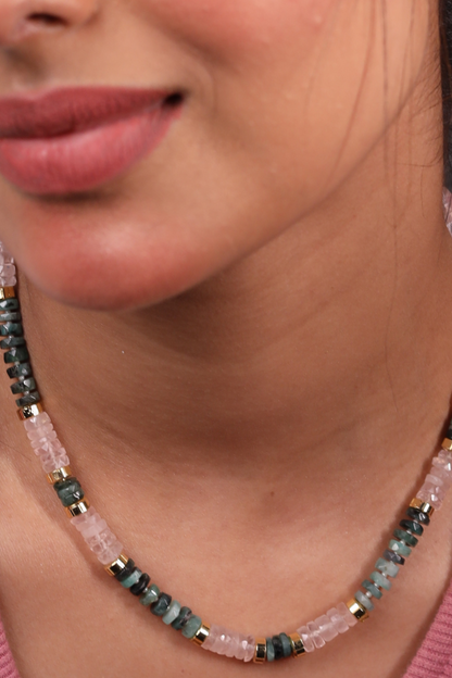 Emerald & Rose Quartz Necklace