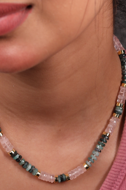 Emerald & Rose Quartz Necklace