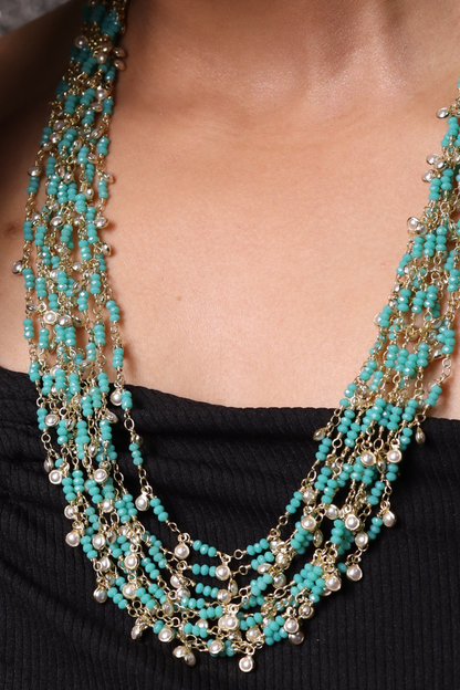 Turquoise Onyx Bunch Necklace
