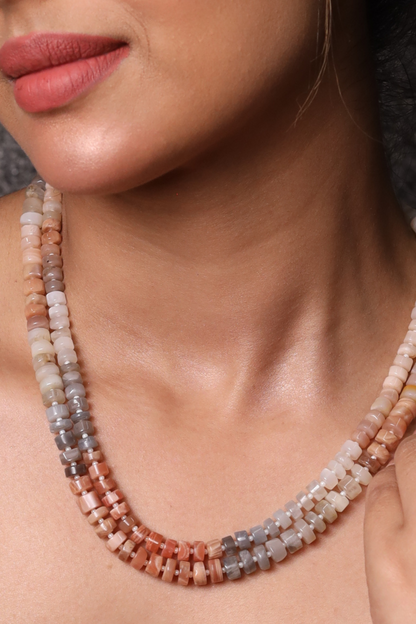 Shaded Moonstone Heishi cut  Layered  Necklace