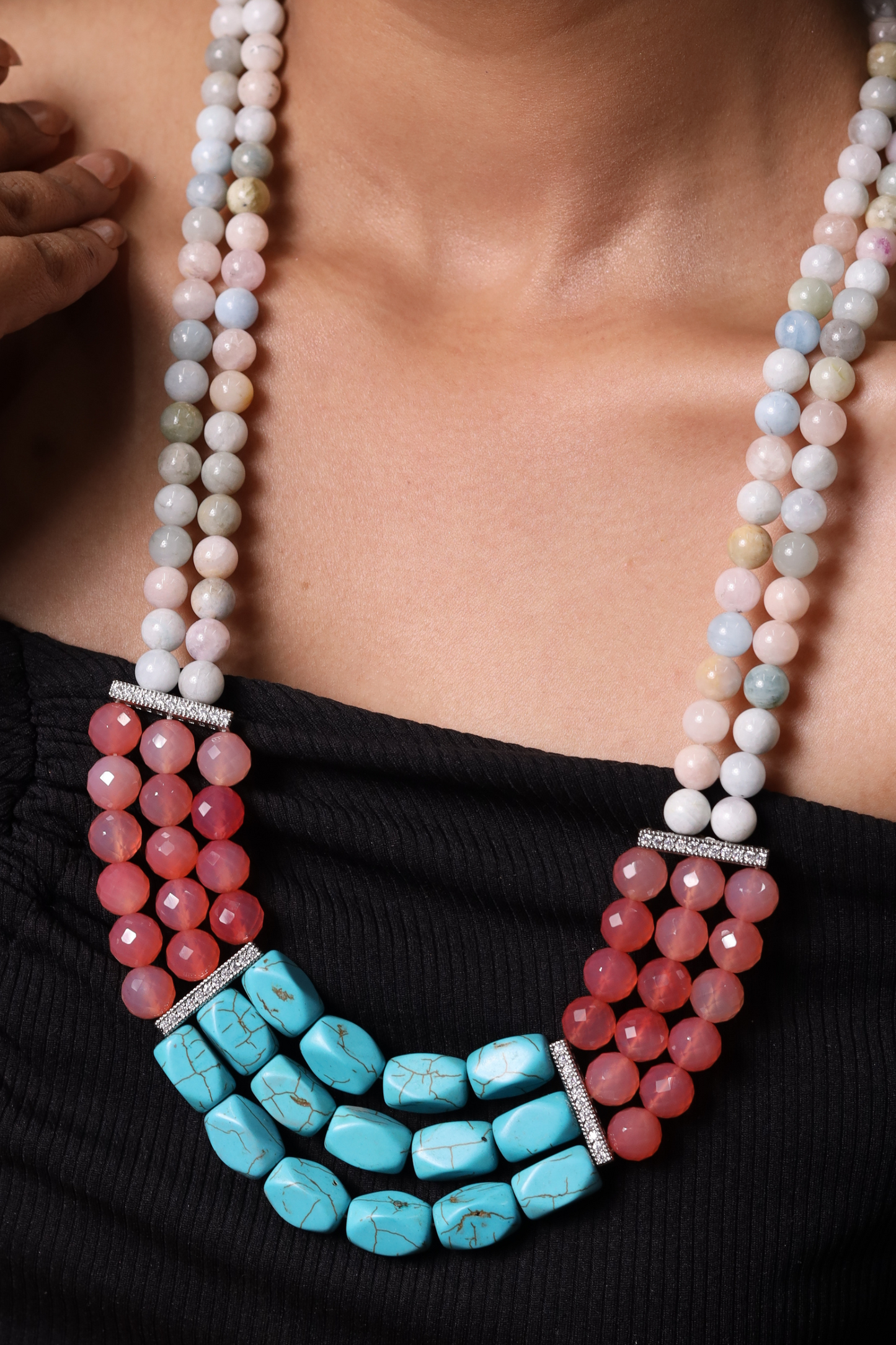 Morganite with Turquoise Tumble Necklace