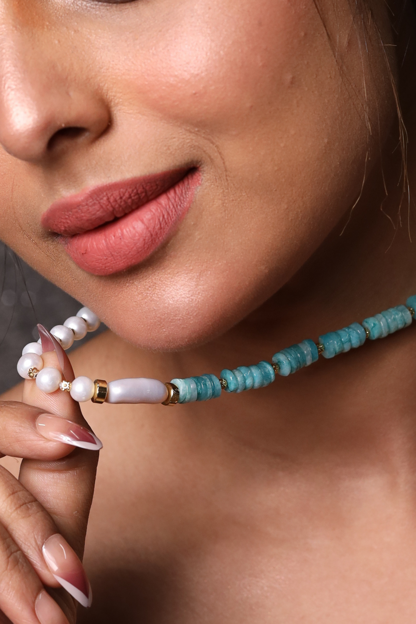 Amazonite with fresh water pearl necklace