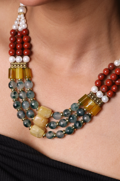 Red Aventurine with tumbles &  pearl necklace