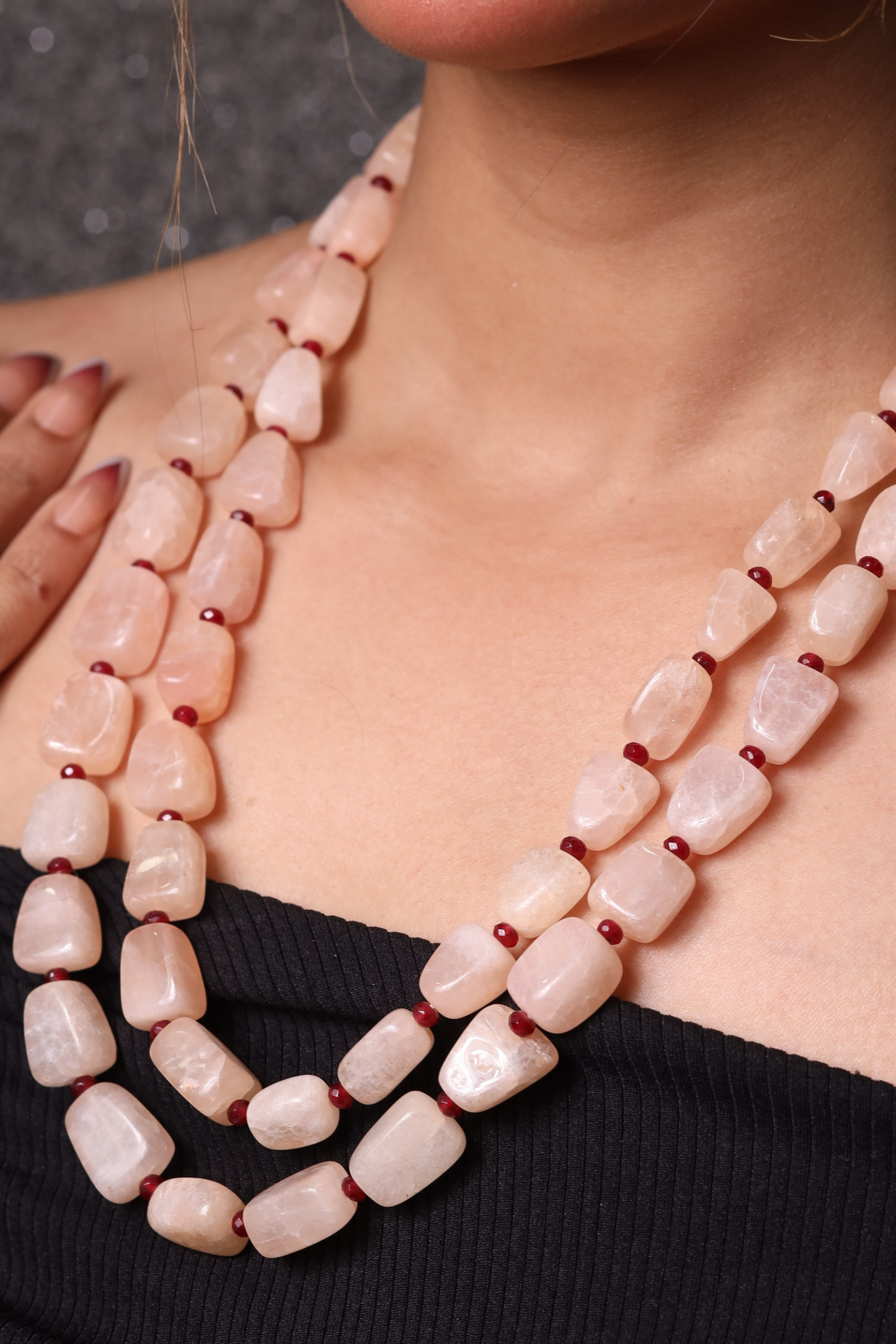 Pink Tumble Beads 2-Layer Necklace