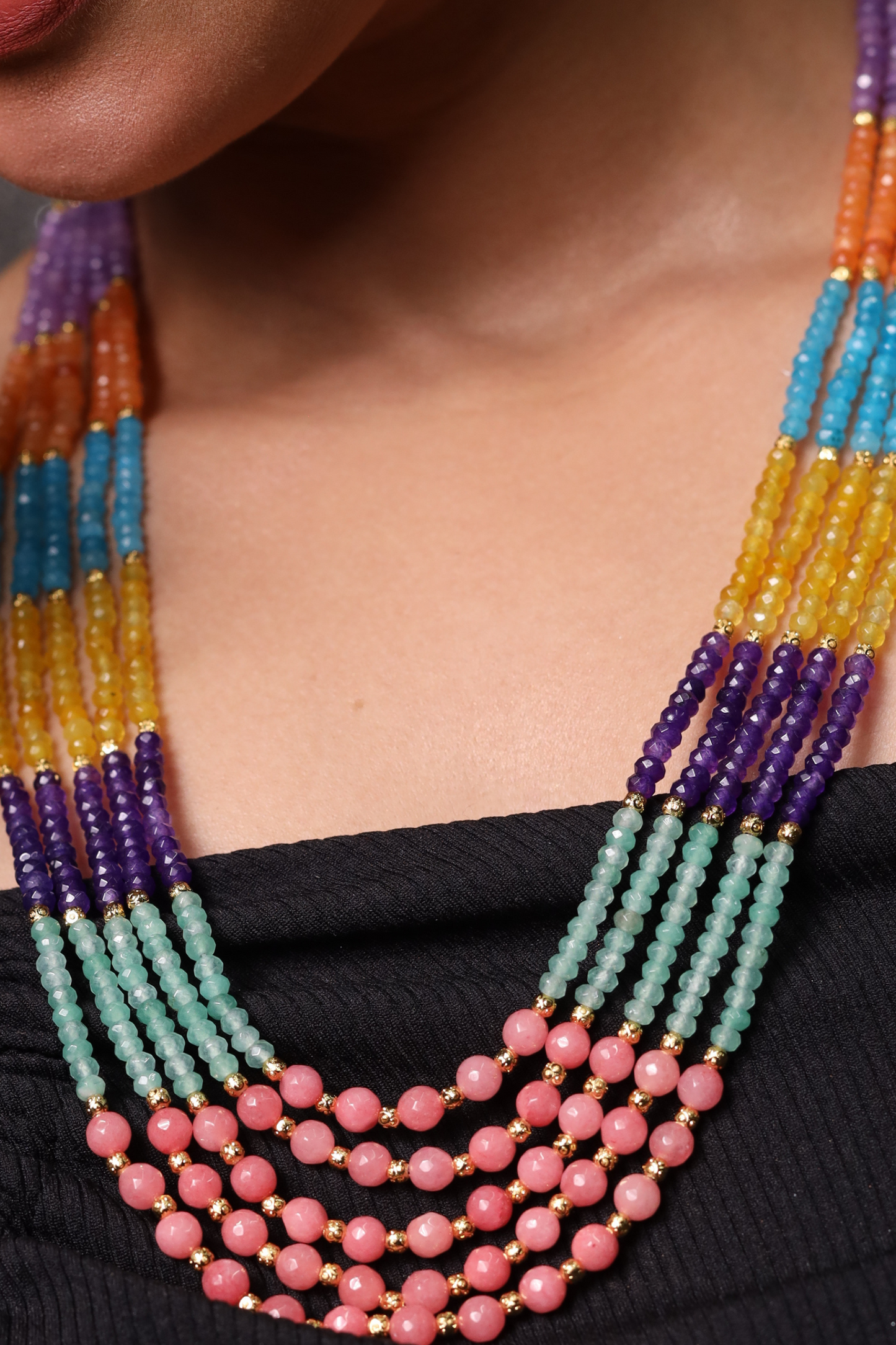 Multicolor Natural beads long necklace