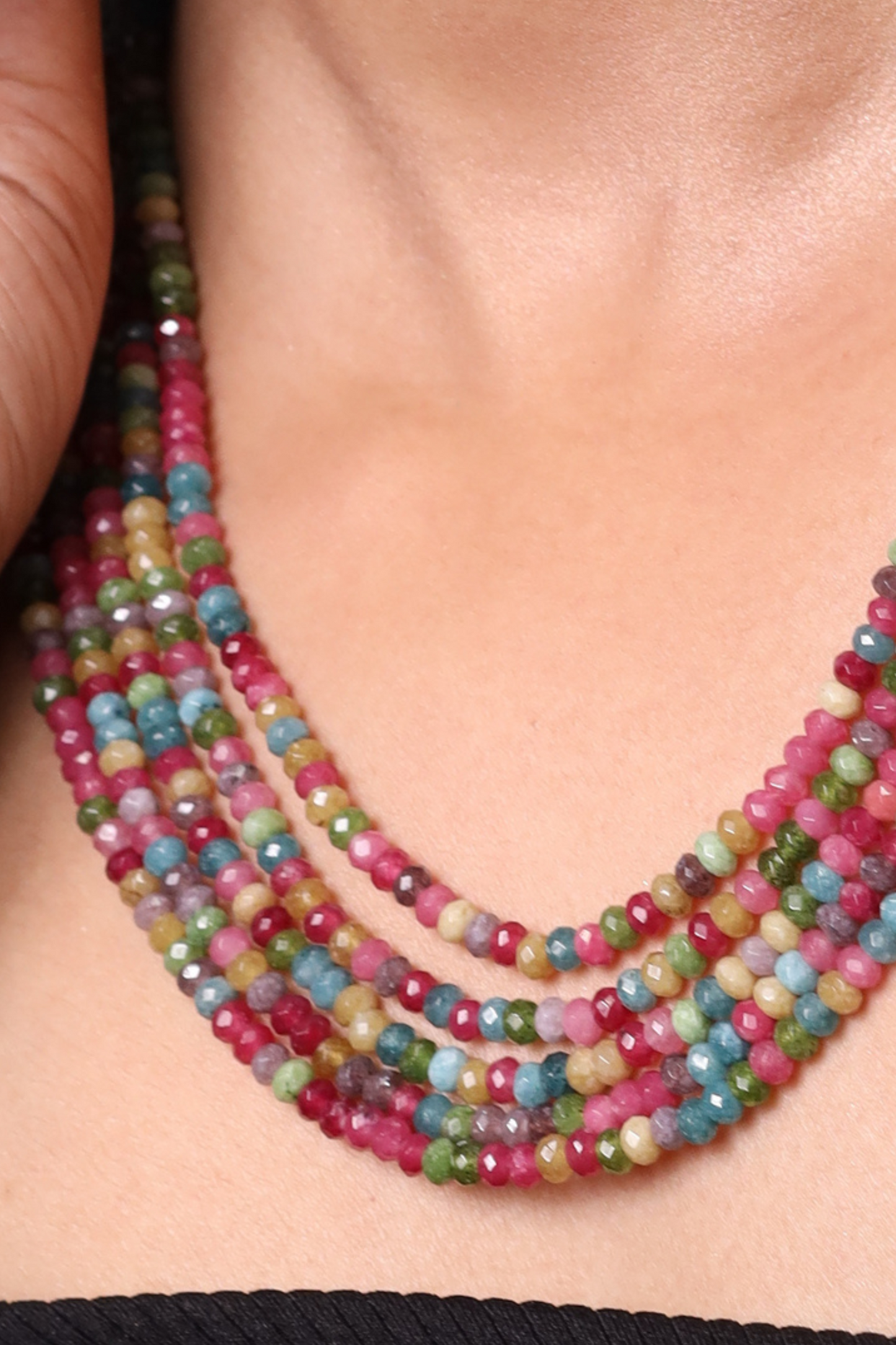 Multicolor onyx Five layer necklace
