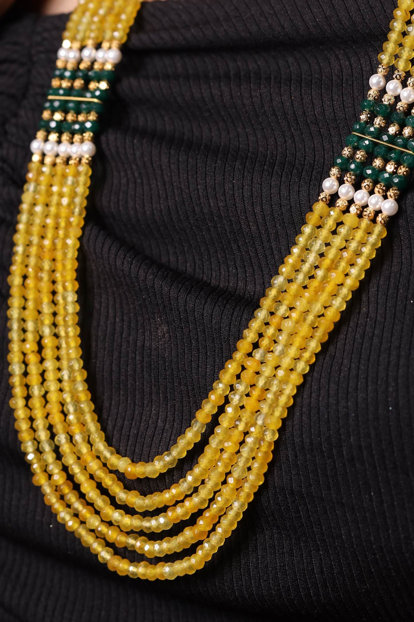 Yellow with green onyx necklace