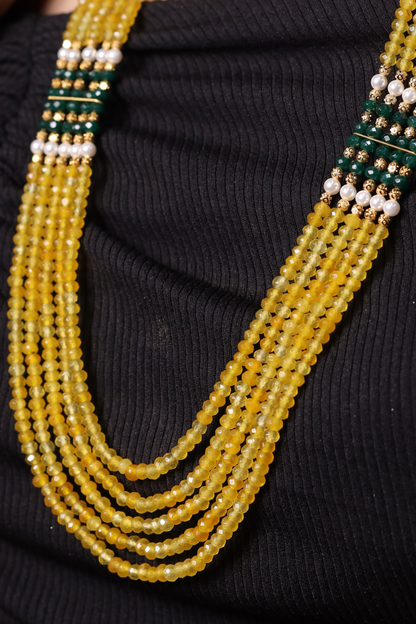 Yellow with green onyx necklace