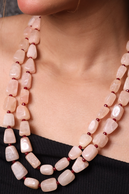 Pink Tumble Beads 2-Layer Necklace