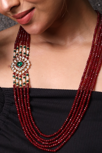 Broach  Style Ruby Onyx Necklace
