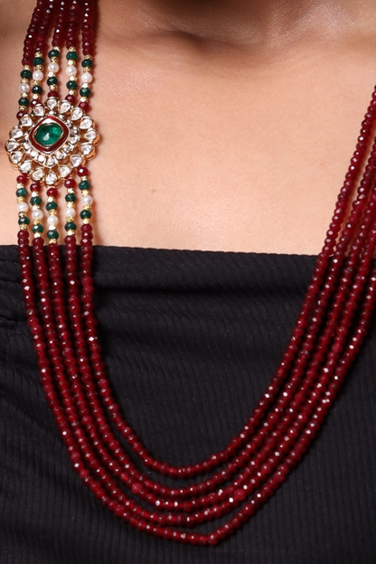 Broach  Style Ruby Onyx Necklace