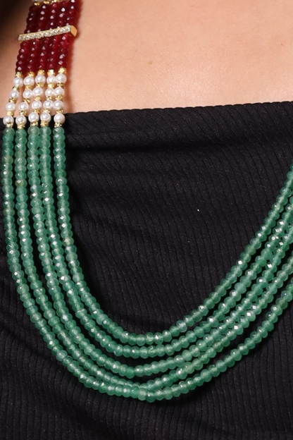 Mint Green onyx Five Layer Necklace