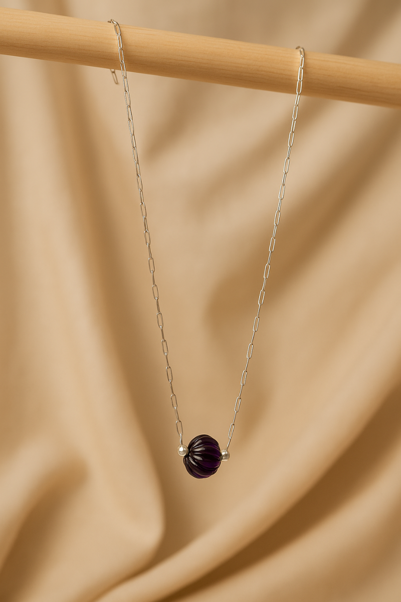 Amethyst Pendant Necklace with Sterling Silver Chain