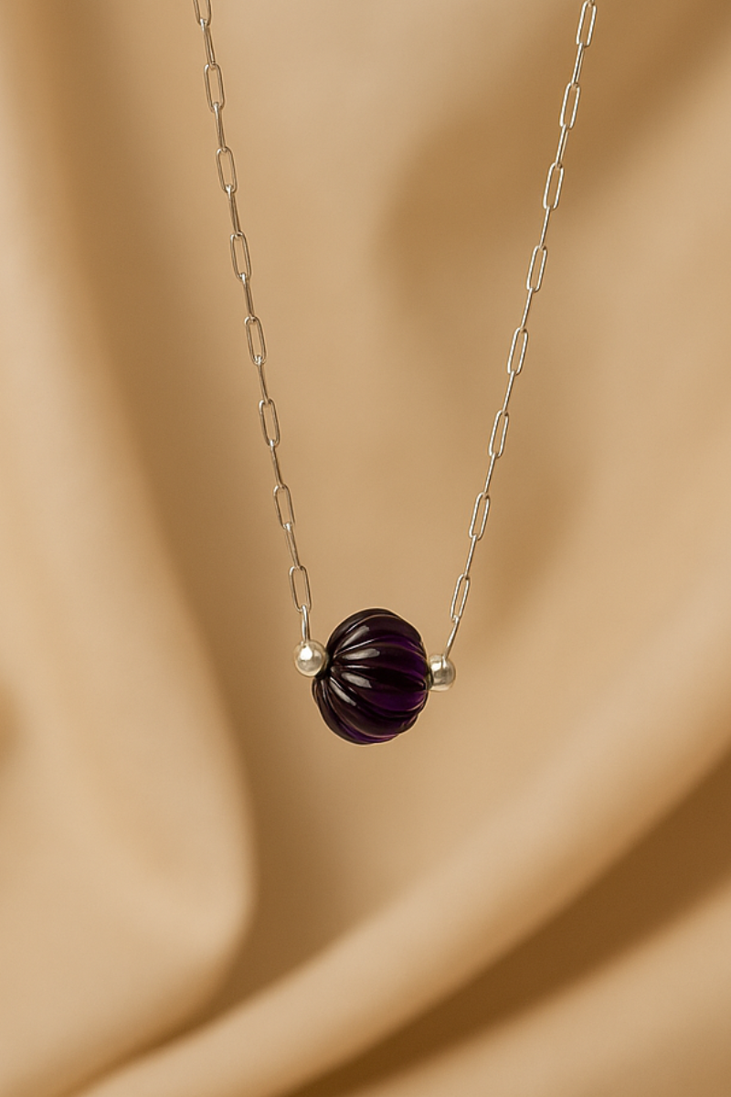 Amethyst Pendant Necklace with Sterling Silver Chain