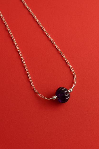 Amethyst Pendant Necklace with Sterling Silver Chain