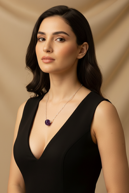 Amethyst Pendant Necklace with Sterling Silver Chain