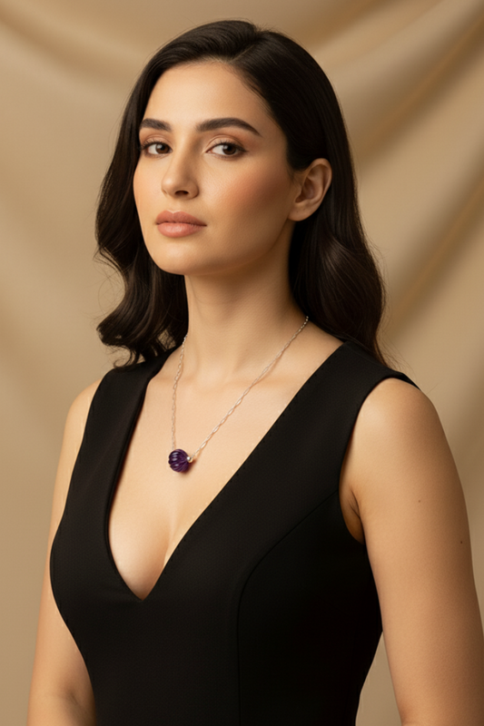 Amethyst Pendant Necklace with Sterling Silver Chain