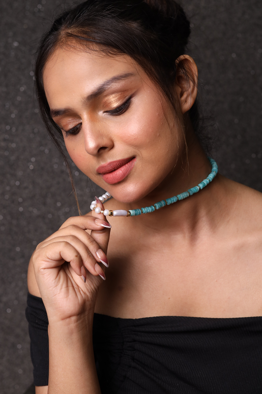 Amazonite with fresh water pearl necklace