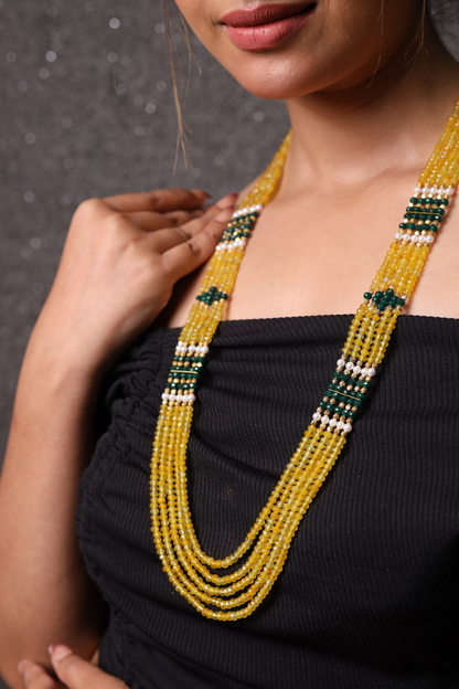 Yellow with green onyx necklace