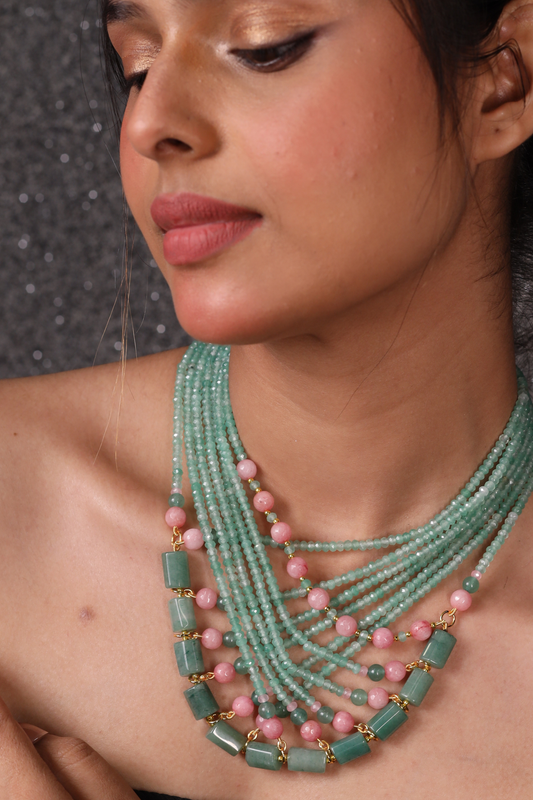 Designer Mint Green Beads  choker Necklace