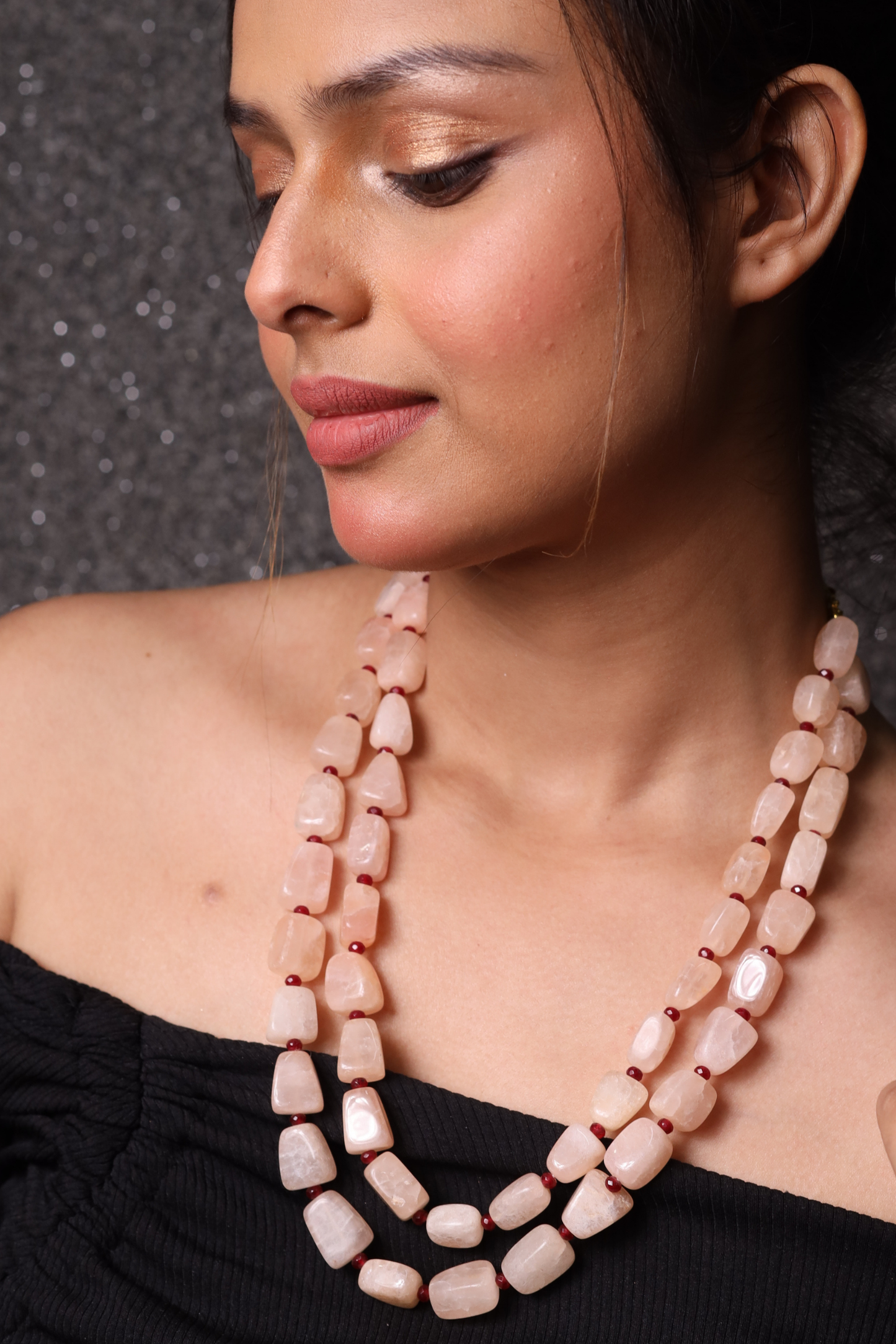 Pink Tumble Beads 2-Layer Necklace
