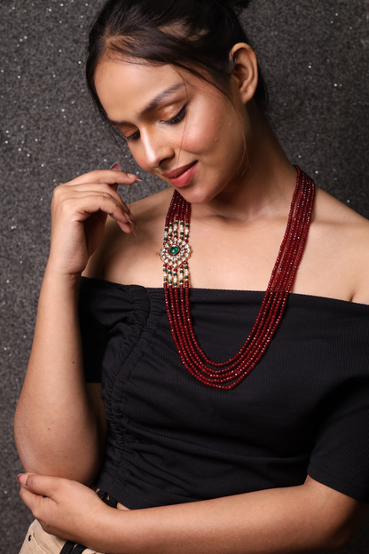 Broach  Style Ruby Onyx Necklace