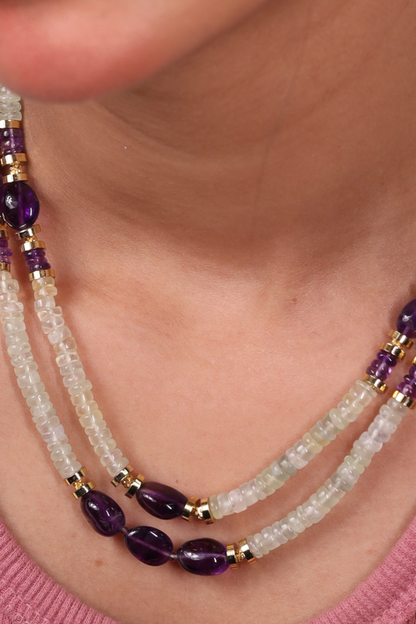 Prenite with Amethyst Heishi Beads Necklace