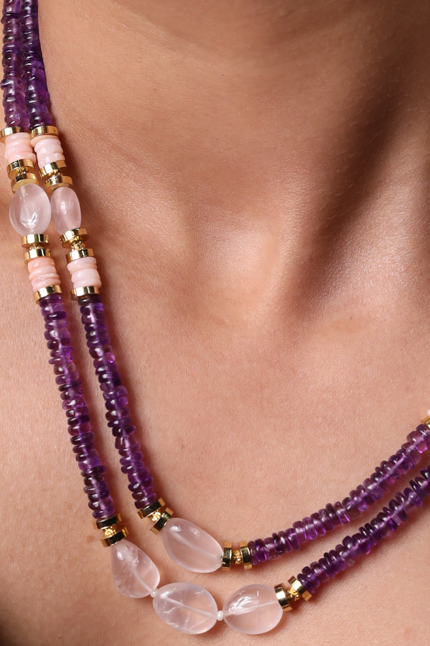 Amethyst & Rose Quartz Beads Necklace