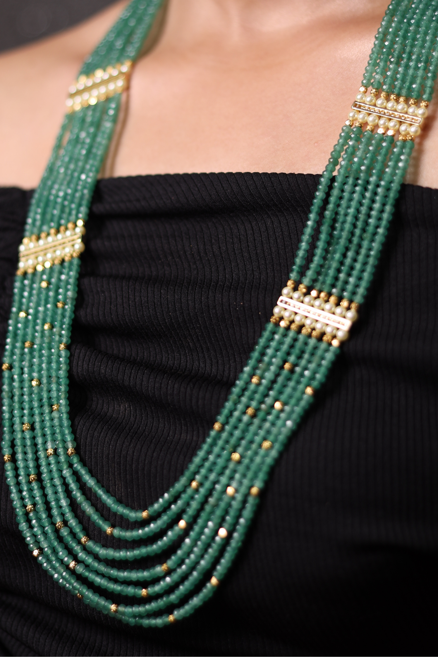 Mint Green Onyx Layered  Necklace